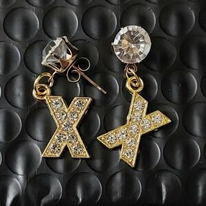Gold Crystal X Earrings